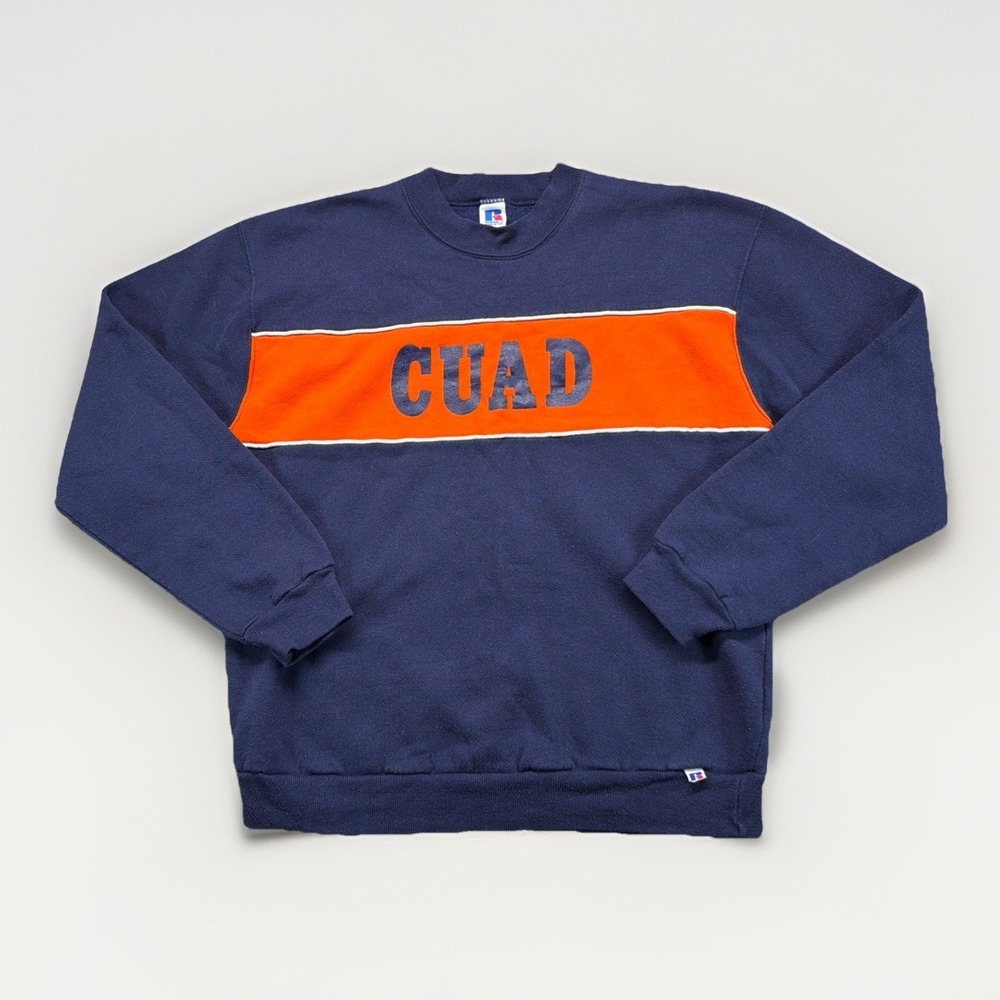 Vintage 90s Navy Russell Athletic Crewneck Sweatshirt Large Made In USA Colombia